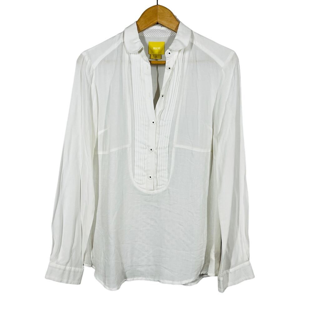 Maeve Long Sleeve Tunic Button Front Casual White - 2